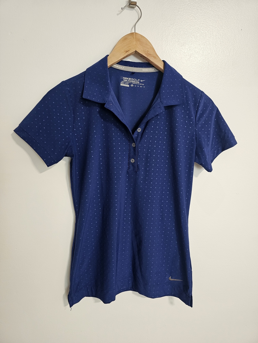 Nike Tour Performance Navy Blue Short Sleeve Polo Top Golf Size XS Dri-fit